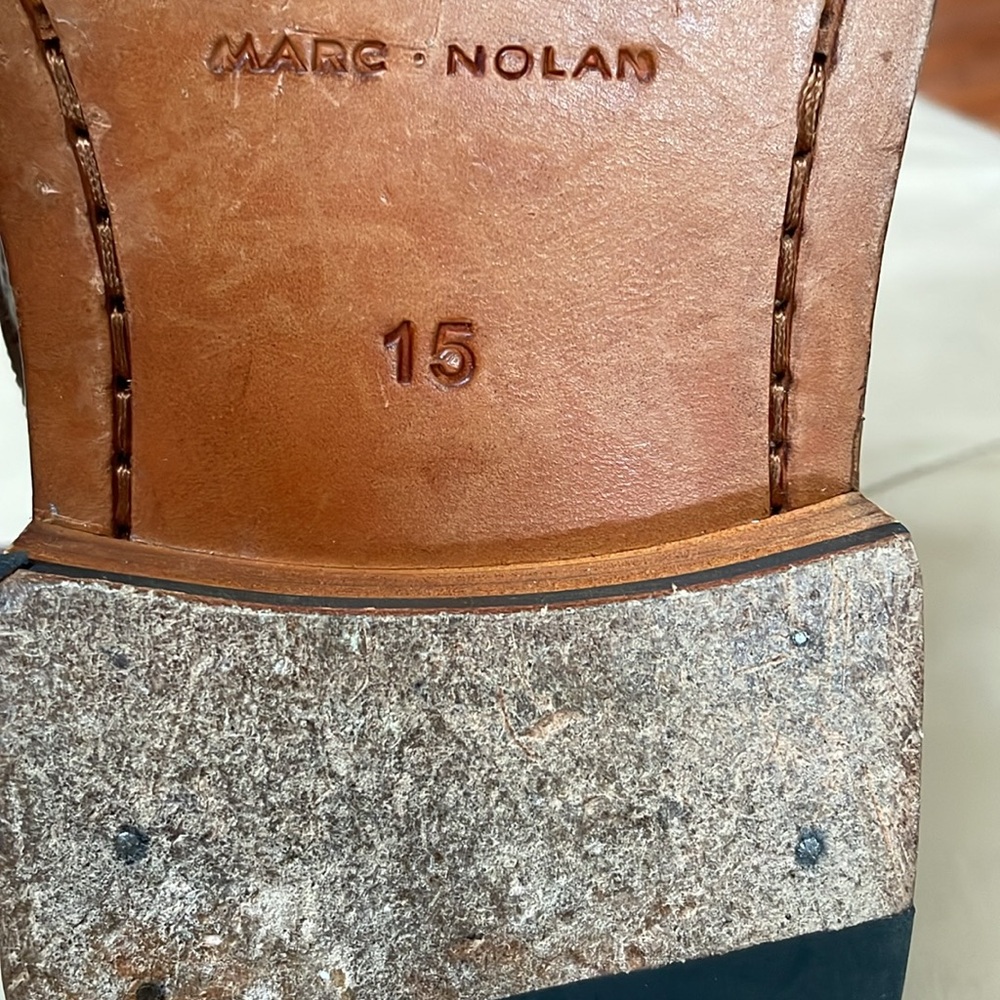 Marc Nolan Brown Lincoln Leather Croc Texture Trim Cap Toe Shoes, Size 15 - Picture 3 of 10